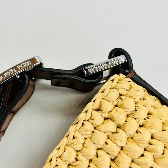 MICHAEL Michael Kors Townsend Straw Bucket Bag Tan Raffia Leather Tote - Picture 10 of 16